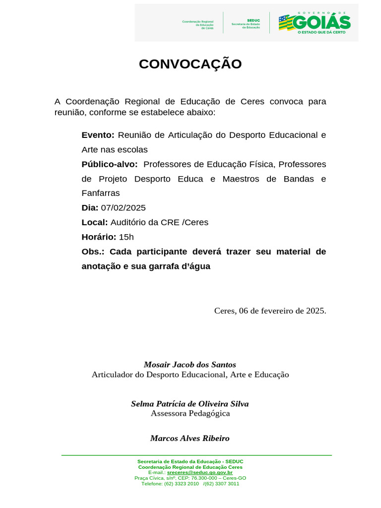 MODELO DE CONVOCAÇÃO | PDF