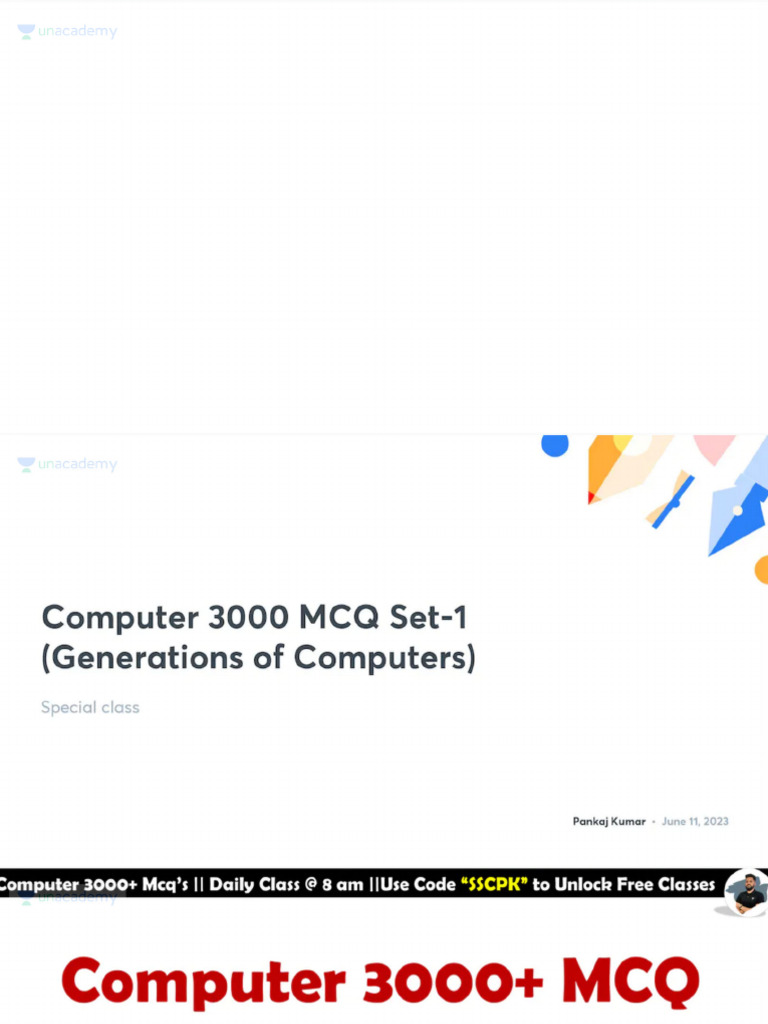 Computer 3000 MCQ Set1 Generations of Computers With Anno | PDF