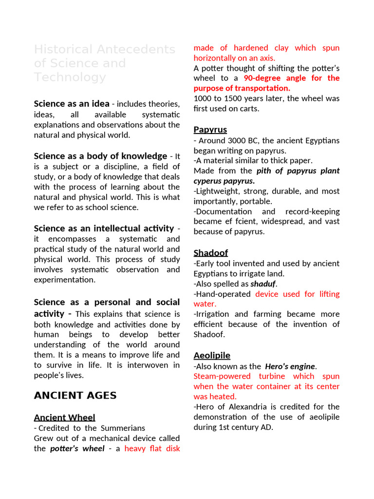 Evolution of Science and Technology | PDF | Science | Spinning (Textiles)