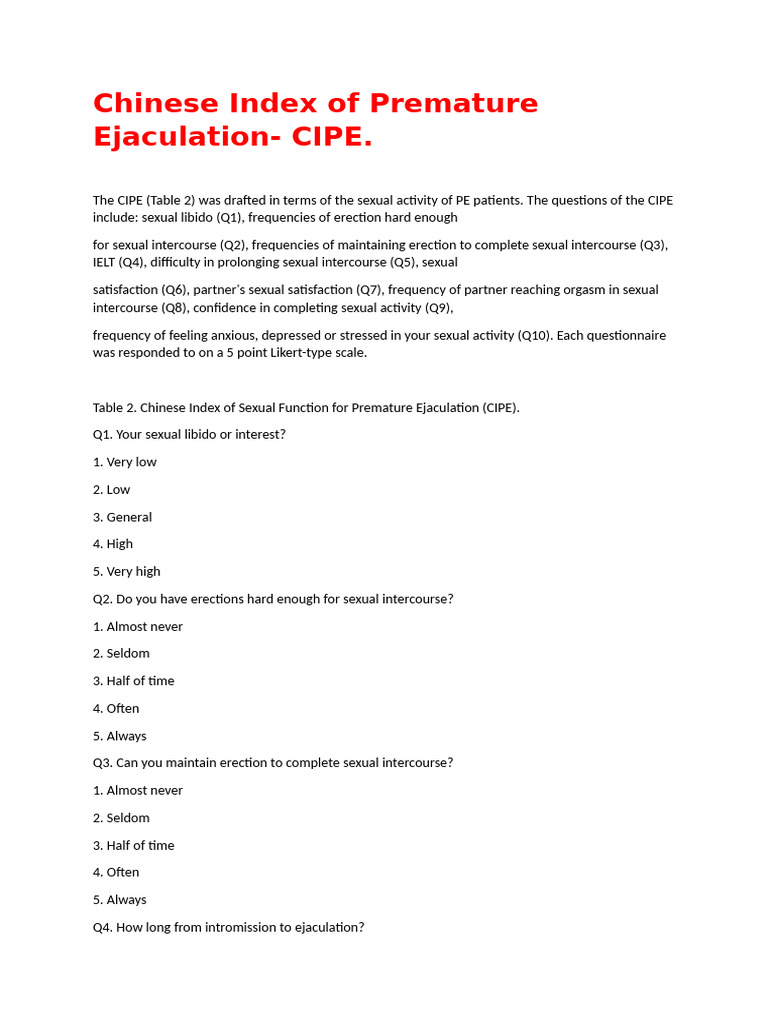 CIPE For PE | PDF | Sexual Intercourse | Ejaculation