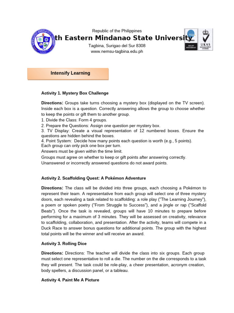 Activities Educ 7 1 | PDF