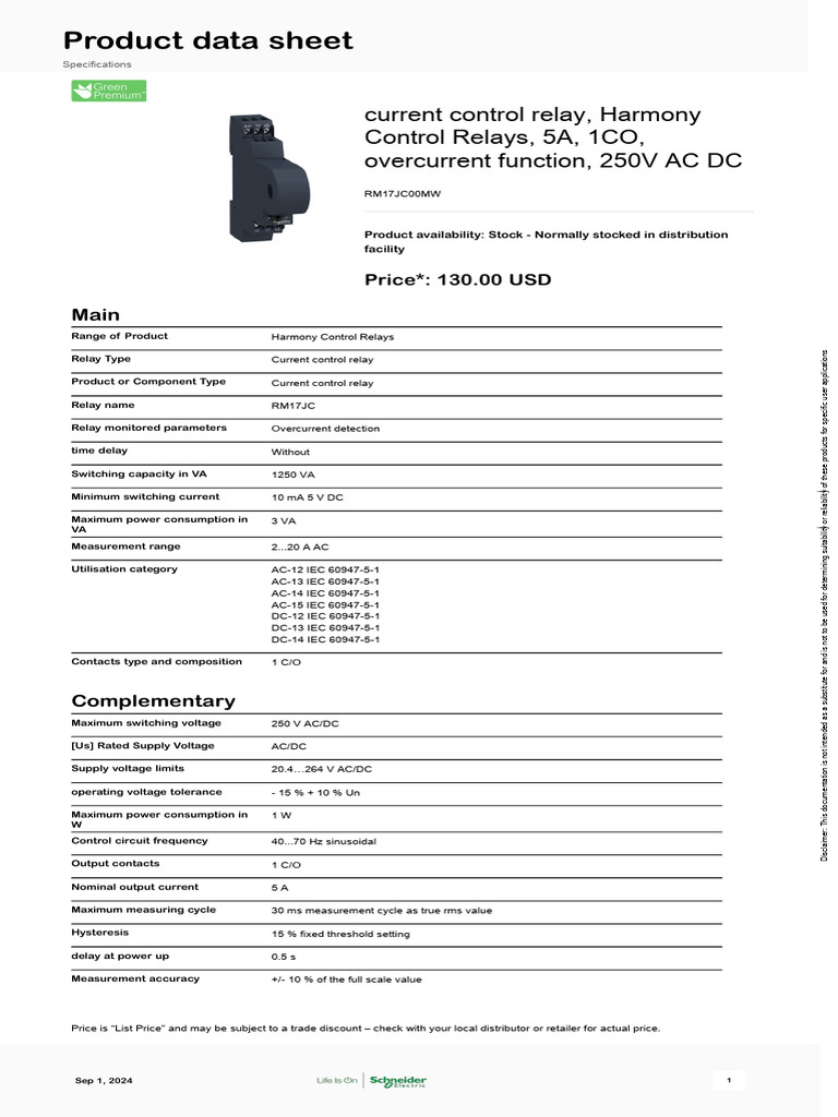 Harmony Current Control Relay RM17JC | PDF | Relay | Alternating Current