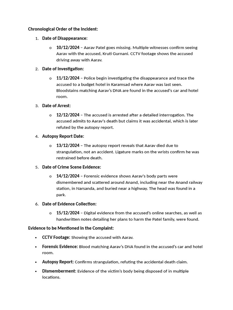 Chronological Order of The Incident | PDF | Forensic Science | Witness