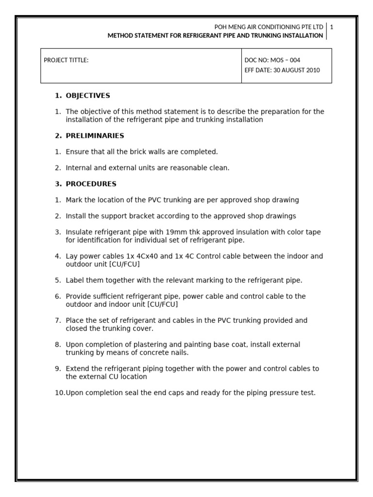 004 - Refrigerant Pipe and Truncking Installaton | PDF