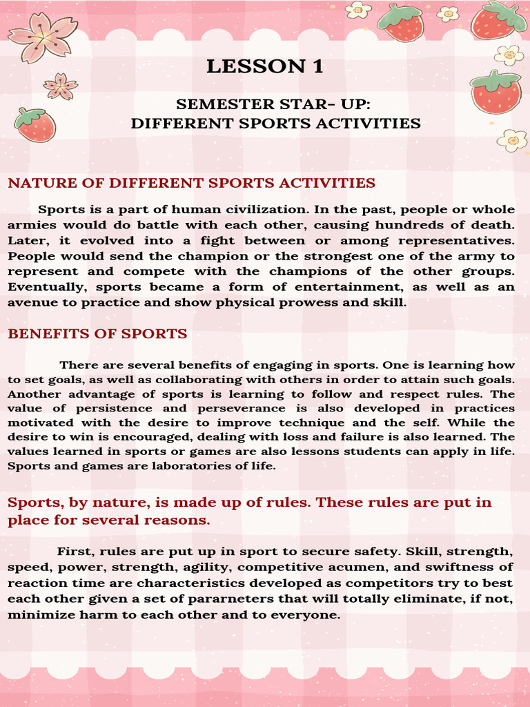 Overview of Sports Activities and Rules | PDF | Table Tennis | Track ...