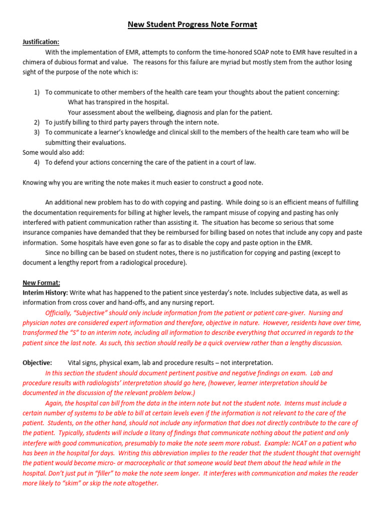 New Student Progress Note Guidelines | PDF | Dehydration | Diarrhea