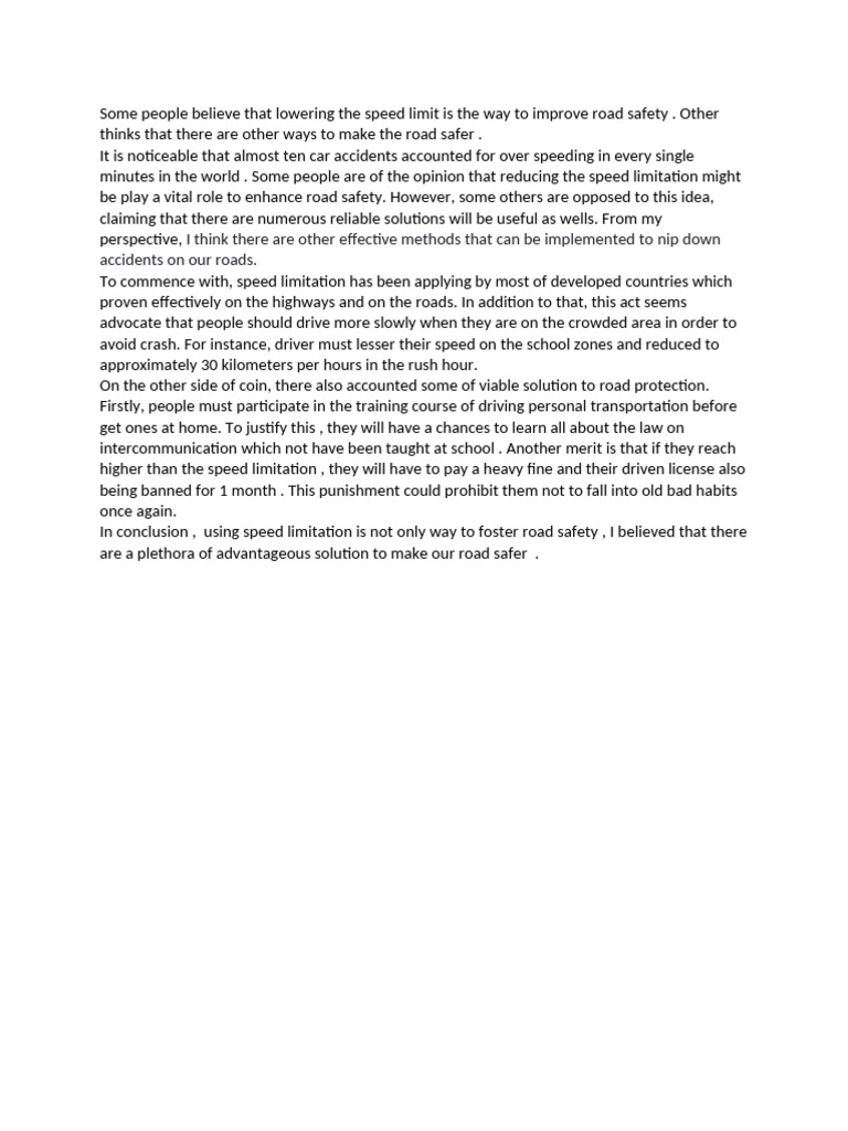Alternatives to Speed Limit for Safety | PDF