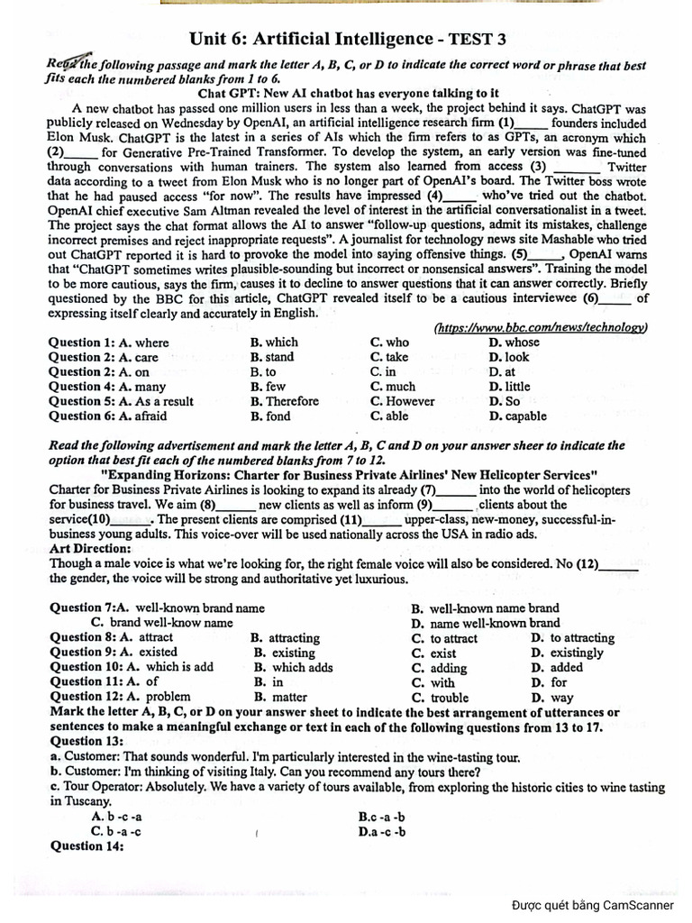 Unit 6 Test 3 | PDF