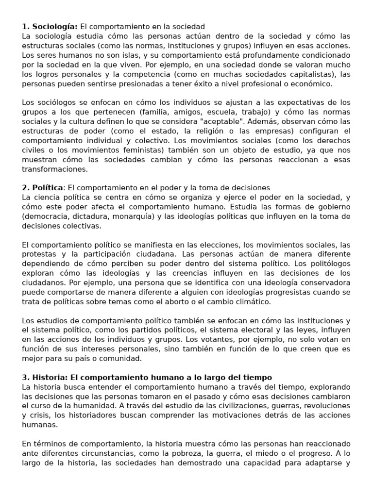 Comportamiento humano en ciencias sociales | PDF | Sociedad ...