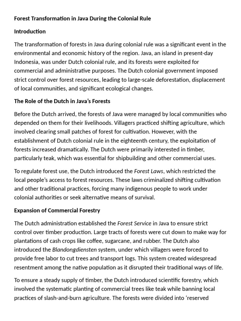 Forest Transformation in Java During the Colonial Rule | PDF | Forests ...