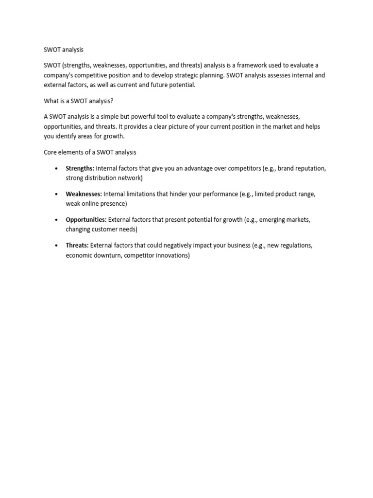 Comprehensive Guide to SWOT Analysis | PDF | Swot Analysis | Business