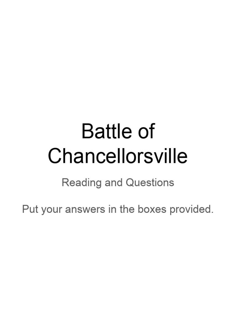 Chancellorsville Battle Questions Guide | PDF