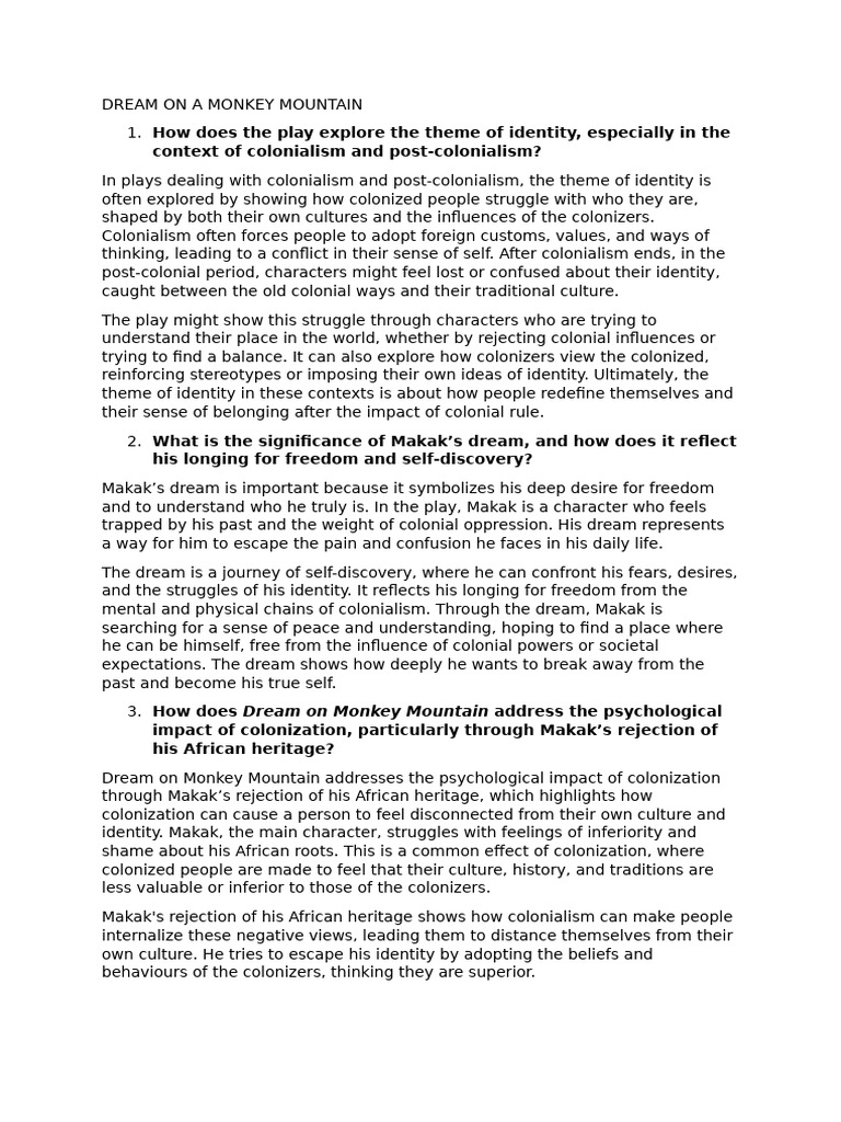 Identity and Liberation in Dream on Monkey Mountain | PDF | Identity ...
