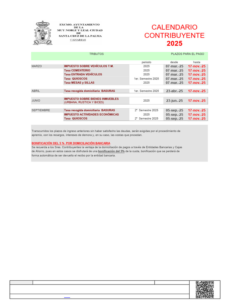 Calendario del Contribuyente 2025 | PDF | Economias | Dinero