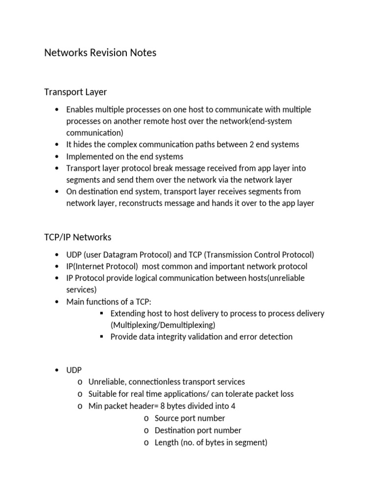 Transport Layer Protocols Overview | PDF | Transmission Control ...