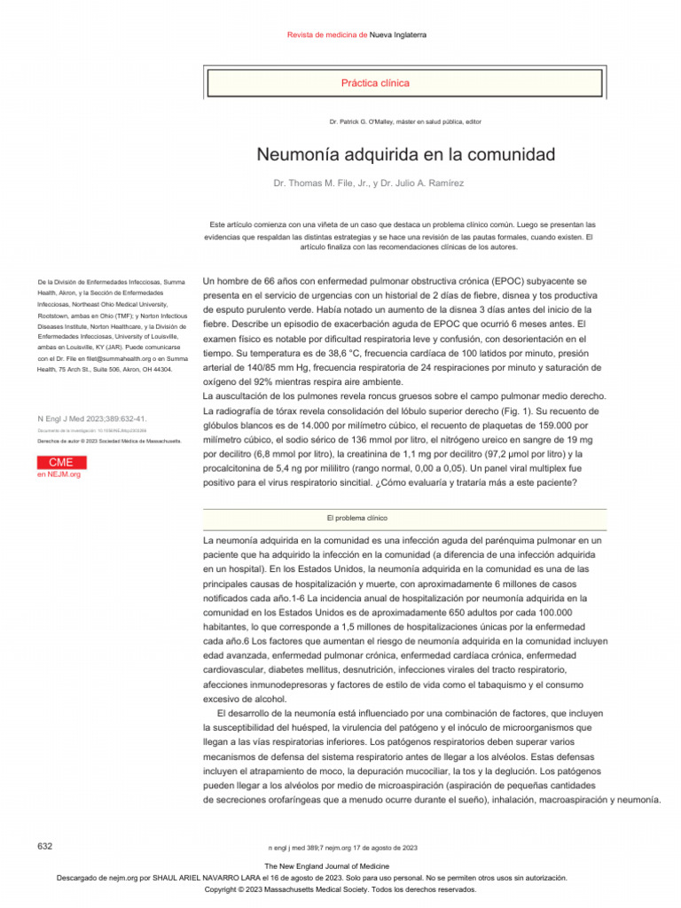 Nac Nejm 2023 | PDF | Neumonía | Inflamación