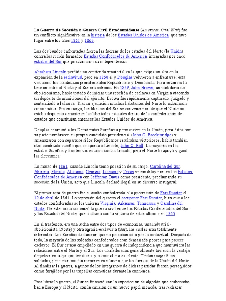 La Guerra De Secesión O Guerra Civil Estadounidense Descargar Gratis