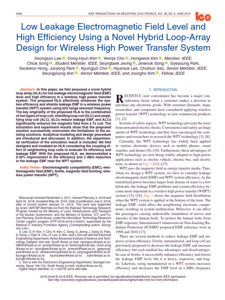 Hybrid Loop-Array for Low EMF WPT | PDF | Inductor | Inductance