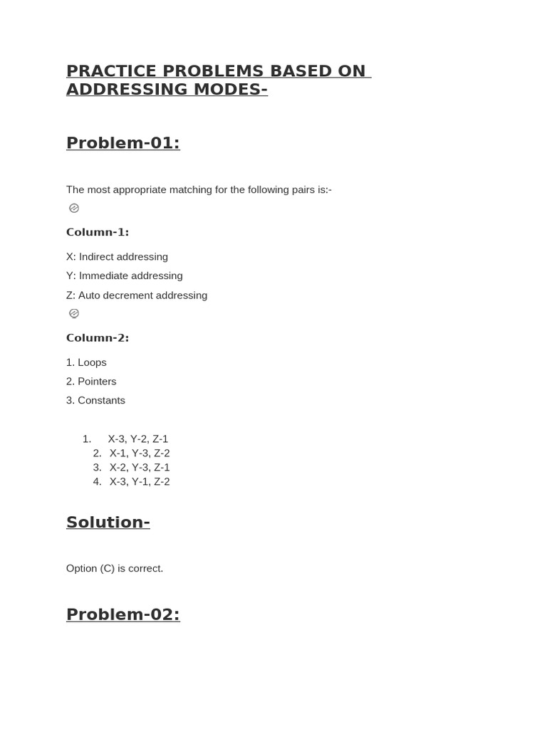 Addressing Modes Practice Problems | PDF | Input/Output | Hertz