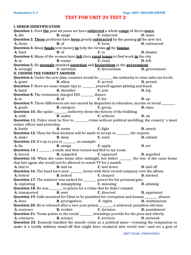 C12 Unit 20 Test Answers and Explanations | PDF | Criminal Justice ...