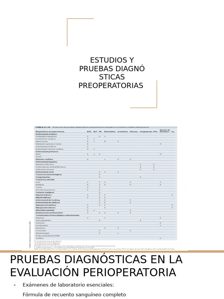 Estudios y Pruebas Diagnó Sticas Preoperatorias | PDF