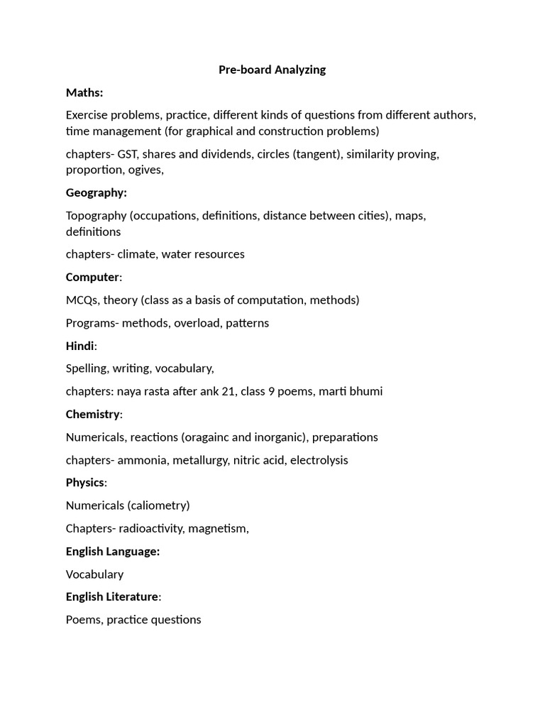 Comprehensive Pre-Board Exam Guide | PDF