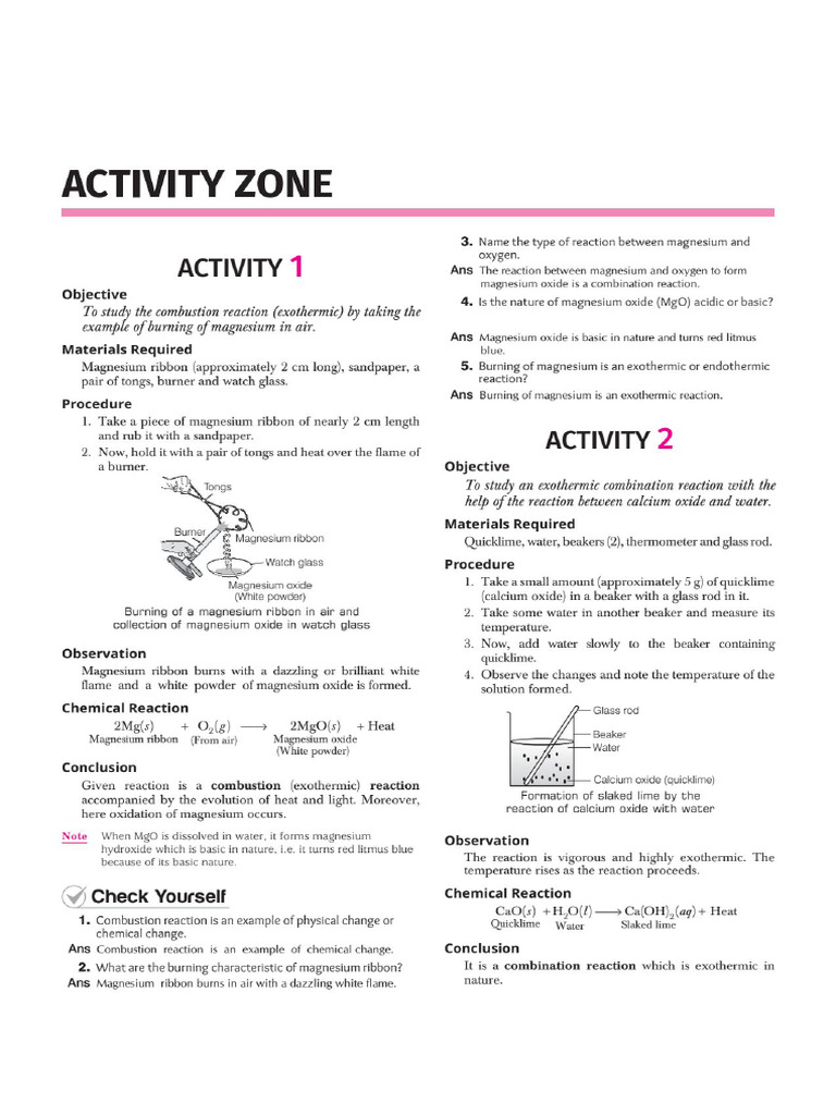 All in One SCIENCE 10 Activity CH 1 | PDF