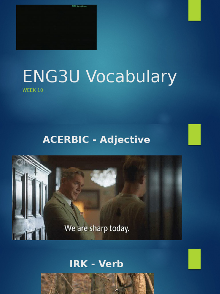 ENG3U Week 10 Vocabulary List | PDF