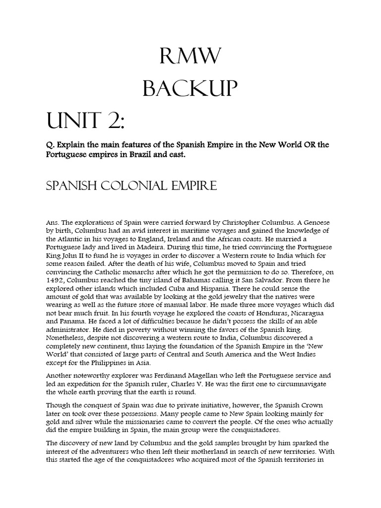 Features of the Spanish Empire in America | PDF | Spanish Colonization ...