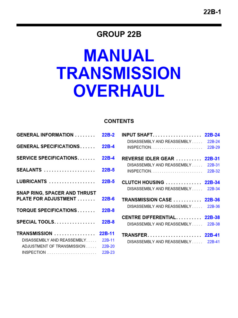 Manual Transmission Overhaul Guide | PDF | Manual Transmission | Gear