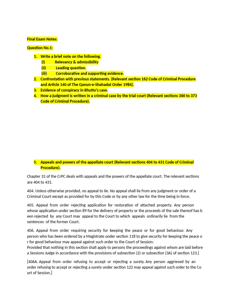 Criminal Procedure Exam Notes | PDF | Confession (Law) | Crime Scene