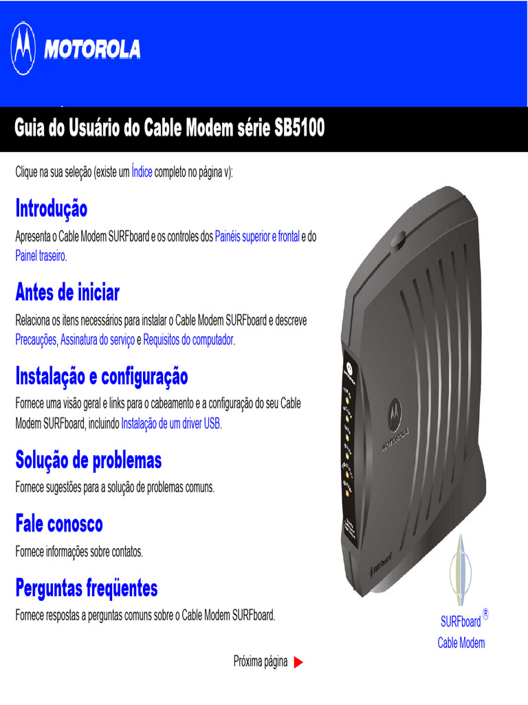 Guia do Usuário do Cable Modem SB5100 | PDF | USB | Microsoft Windows