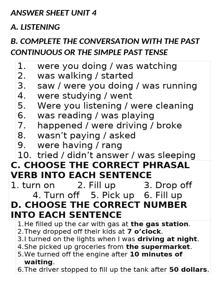 Unit 4 Listening and Grammar Exercises | PDF
