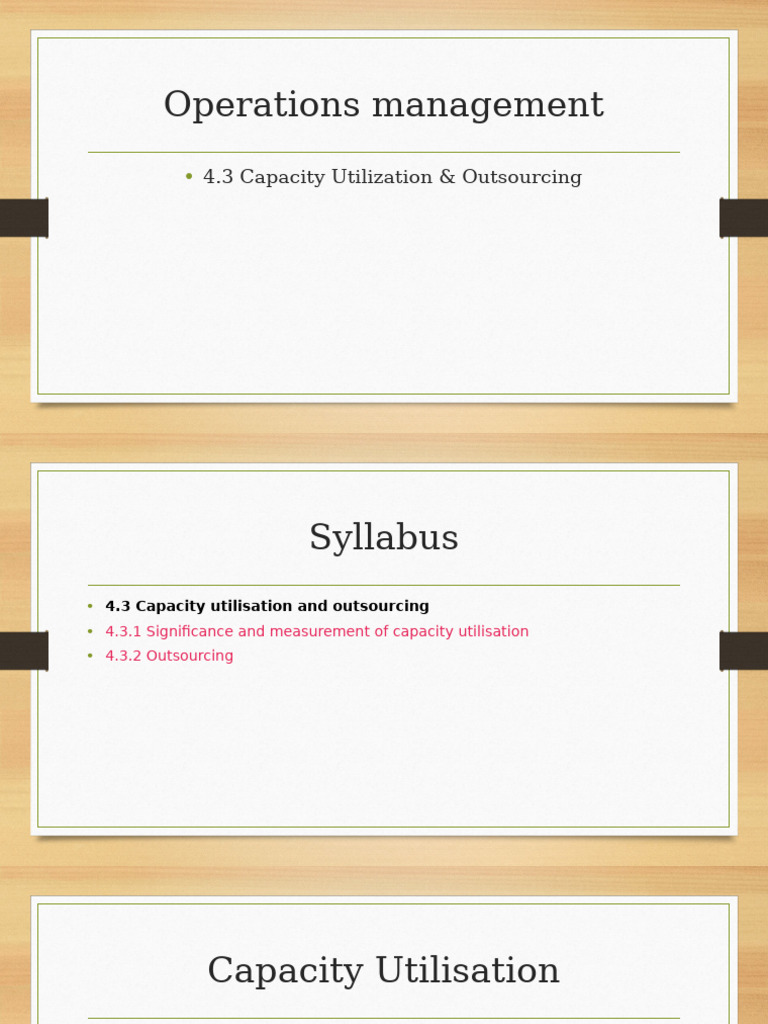 4.3 Capacity Utlisation | PDF | Capacity Utilization | Outsourcing