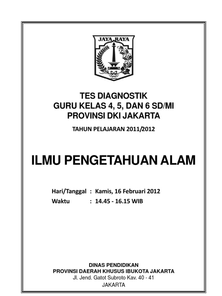Contoh Soal Tes Diagnostik Guru Paud