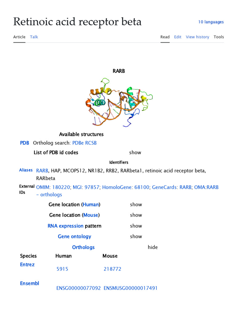 Retinoic Acid Receptor Beta | PDF | Gene Expression | Health Sciences