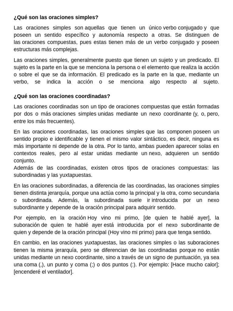 Qué Son Las Oraciones Simples | PDF
