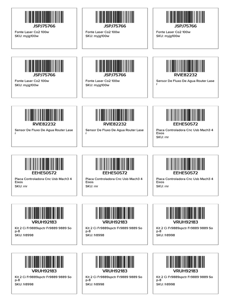 Envio 37100874 Etiquetas Do Produtos | PDF | Numerical Control