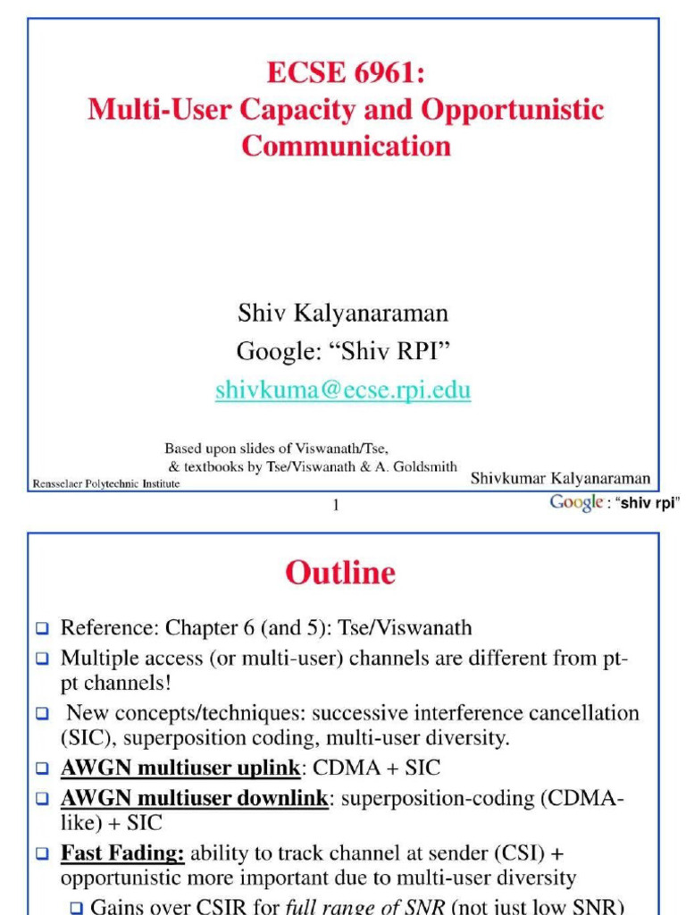 Multiuser Channel Capacity | PDF