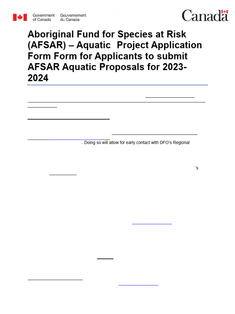 Application-Aboriginal SAR - Aquatic 1 | PDF | Endangered Species ...