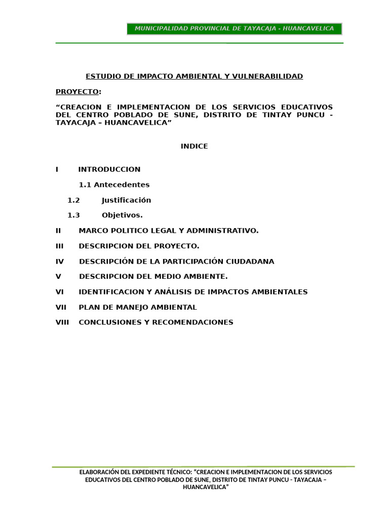 Estudio de Impacto Ambiental | PDF | Evaluación de impacto ambiental ...