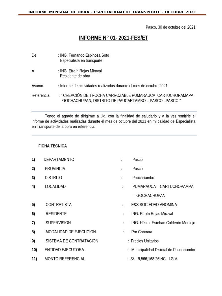 Informe Mensual de Transporte - Octubre 2021 | PDF | La carretera ...