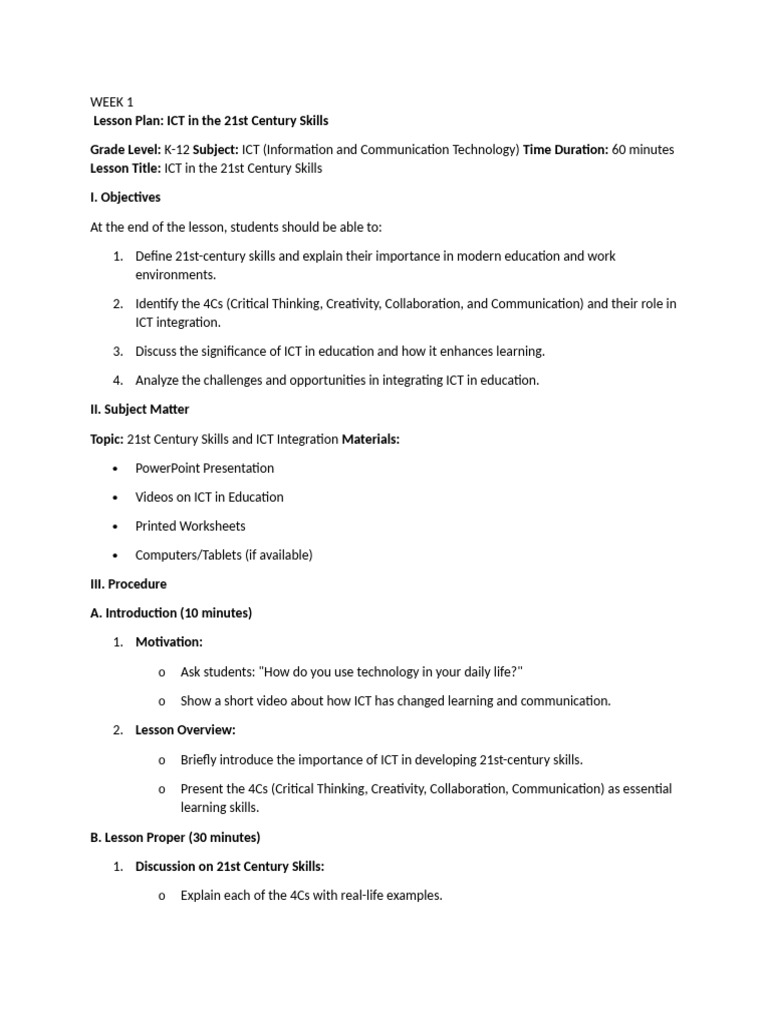 ICT Integration for 21st Century Skills | PDF | Educational Technology ...