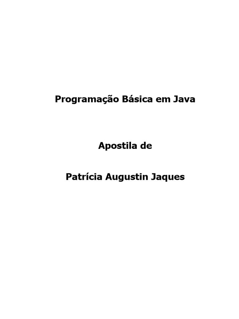 Programacao Basica em Java Homepage | PDF | Java (linguagem de ...