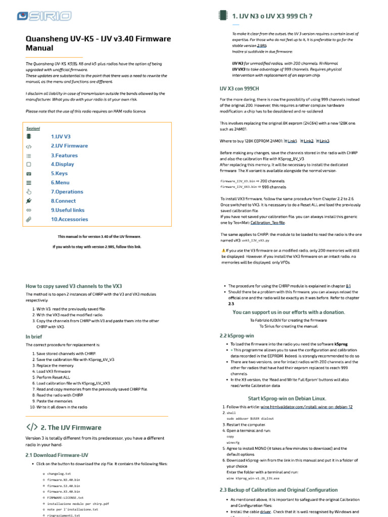 Quansheng UV-K5 IJV v3.40 Manual | PDF | Frequency Modulation | Electronics