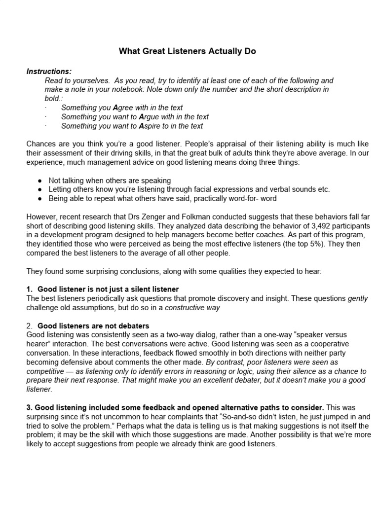 Effective Listening Skills Explained | PDF | Communication | Cognitive ...
