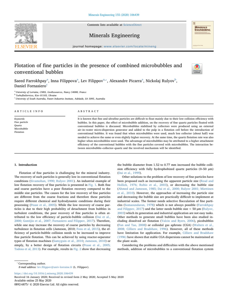 Microbubble-Enhanced Quartz Flotation | PDF | Flow Measurement | Materials
