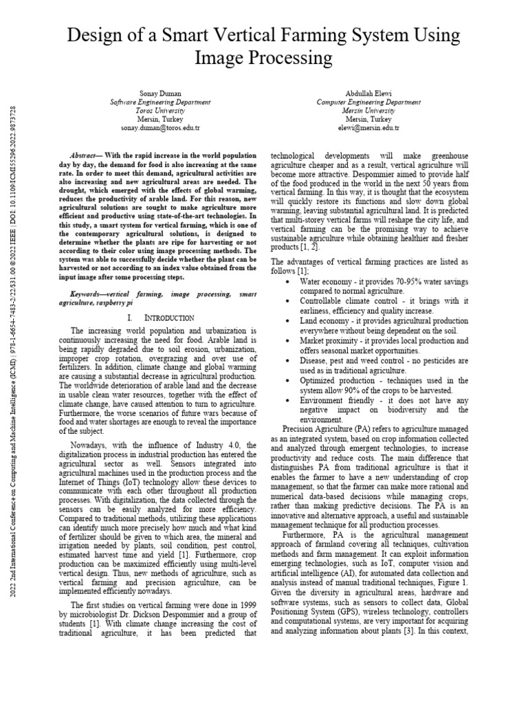 Smart Vertical Farming with Image Processing | PDF | Agriculture ...