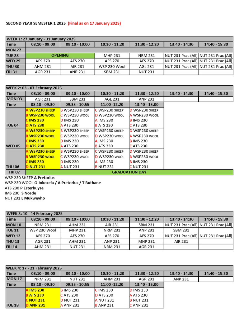 LS23L Final Exam Schedule 2025 | PDF