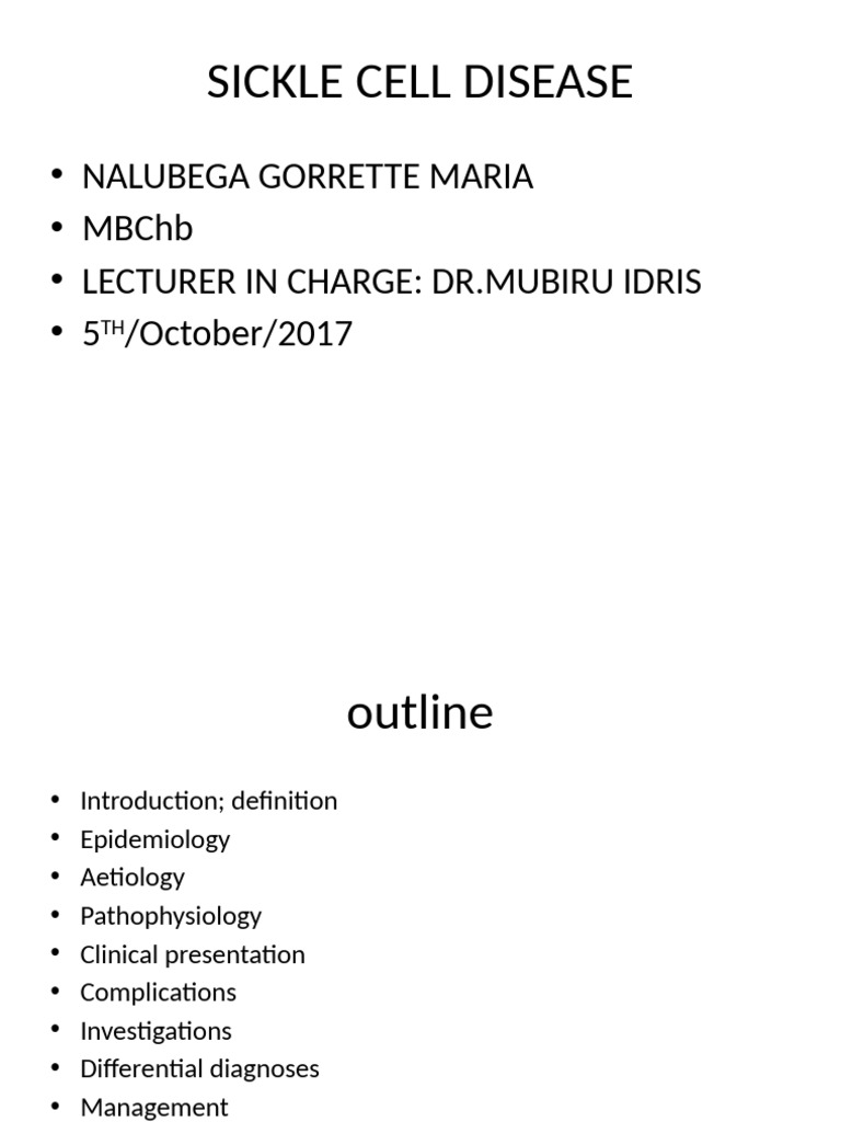 SICKLE CELL DISEASE - Maria | PDF | Medical Specialties | Clinical Medicine